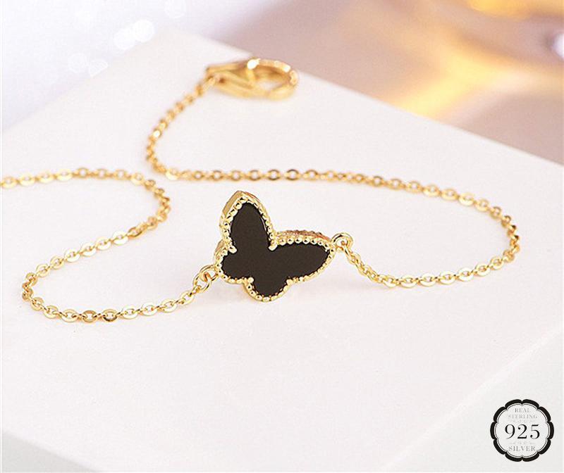 Nouveau Bracelet de Mode Moderne en Or pour Fille Élégant Bijoux en Argent 925 Bracelets en Forme de Papillon Luxe pour Femme Mariage Fête Ornement