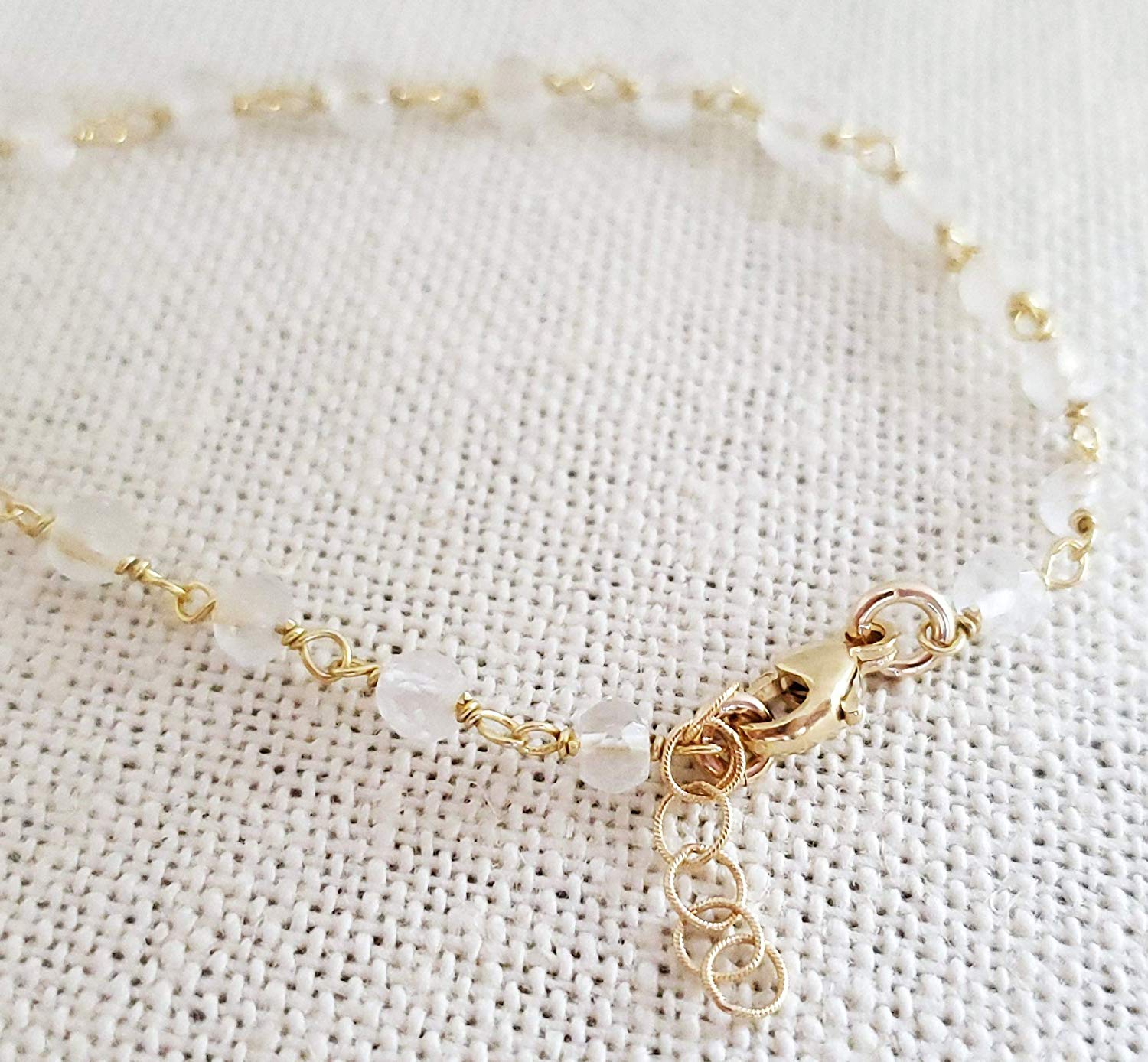 Bracelet en Quartz Transparent et Plaqué Or 14 Carats