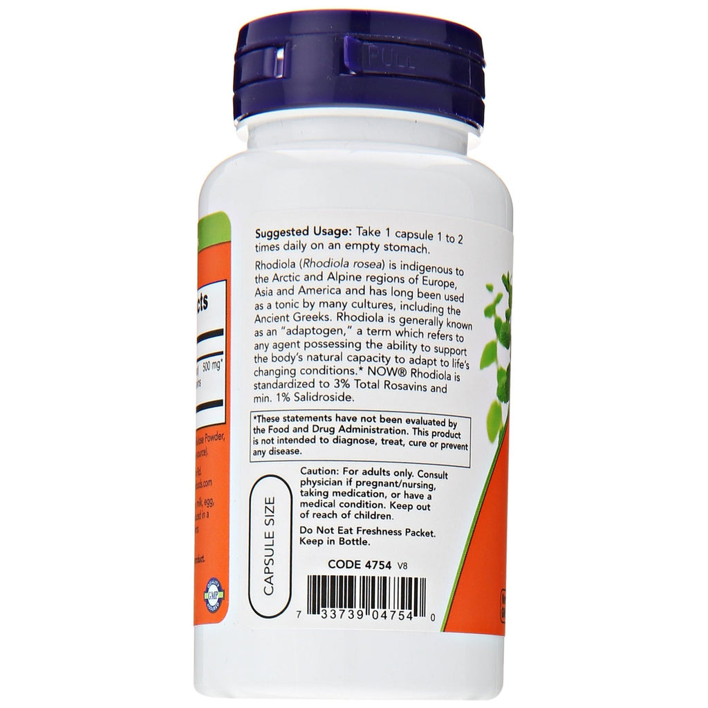 Now Foods Rhodolia 500 mg 60 gélules végétales - 4754 - Lot de 5