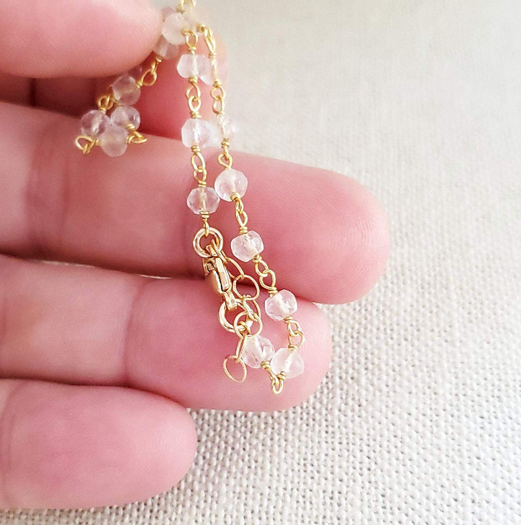 Bracelet en Quartz Transparent et Plaqué Or 14 Carats
