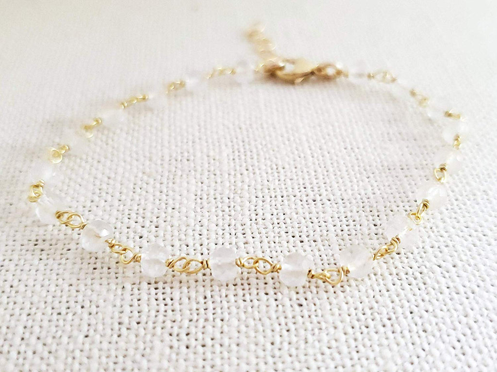 Bracelet en Quartz Transparent et Plaqué Or 14 Carats