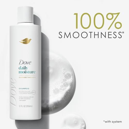 Shampooing Dove Soin Démêlant Hydratation Quotidienne Cheveux Secs Avec Technologie Bio-Protéine Et Sérum Hyaluronique 355 ml