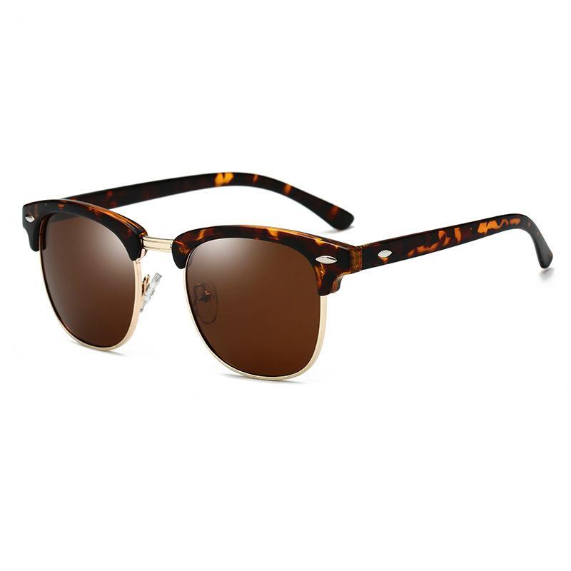 Lunettes de Soleil Rétro Universelles Polarisées Élégantes et de Luxe pour Femmes et Hommes, Semi Cerclées Classiques, Oculos De Sol avec Protection UV400