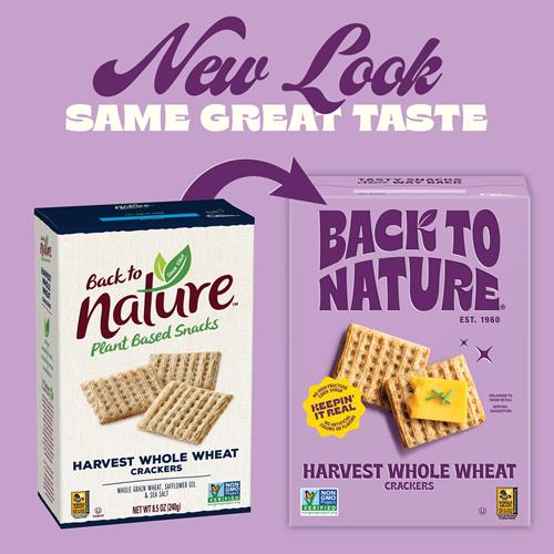 Back To Nature Craquelins Blé Entier Moisson - Sans Produits Laitiers, Sans OGM, Faits De Blé Entier & Sel Marin, Délicieux Snacks, 7 Onces