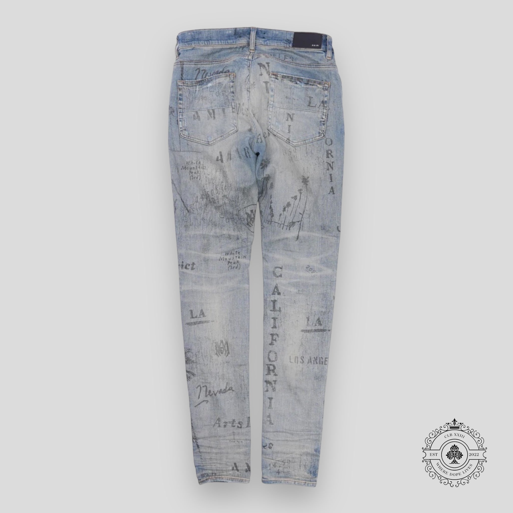 Jean militaire Amiri Stencil en Clay Indigo