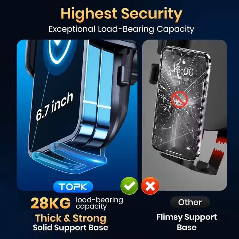Support Téléphone Voiture TOPK D38C – Fixation Réglable pour Tableau de Bord