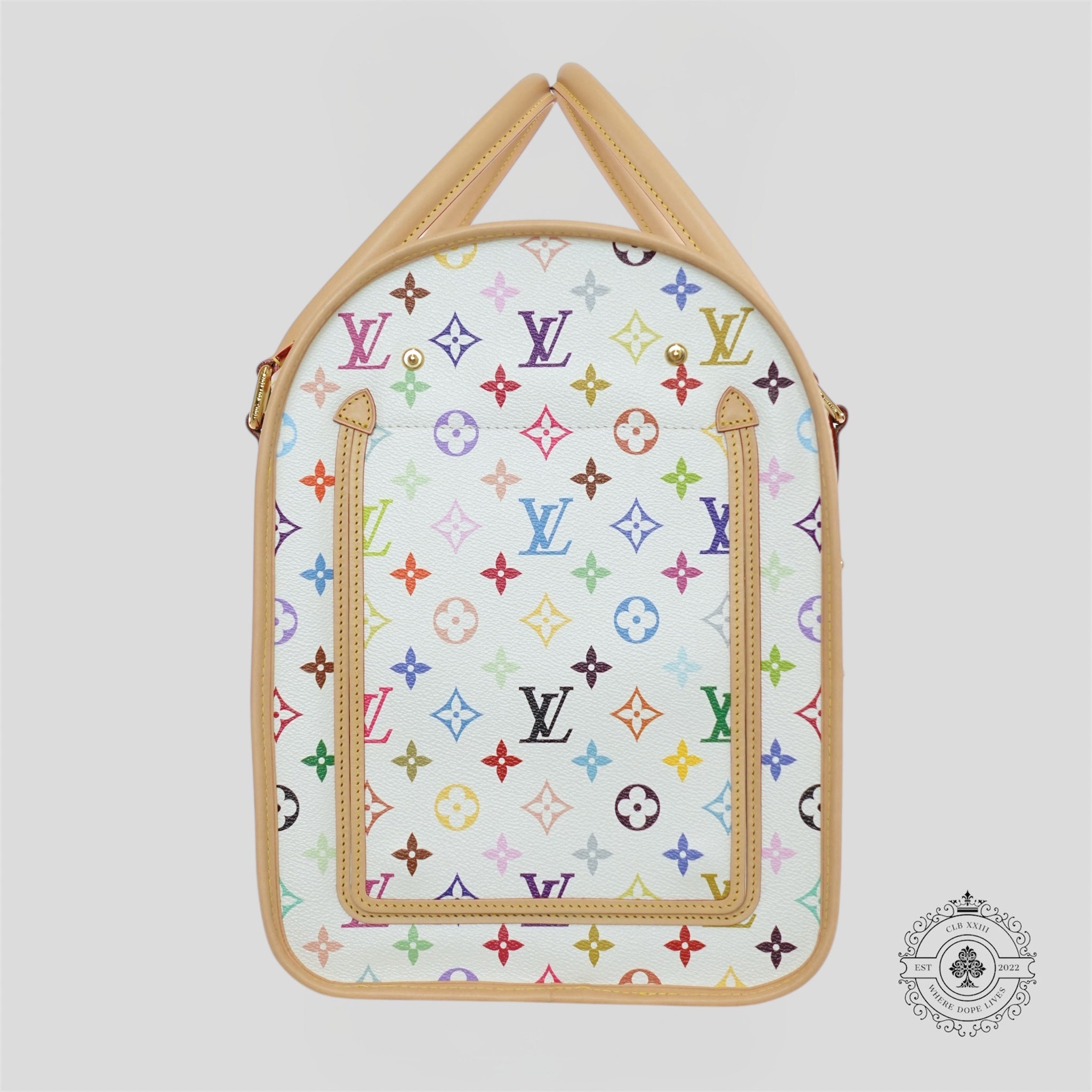 Sac pour chien Louis Vuitton x Takashi Murakami en blanc