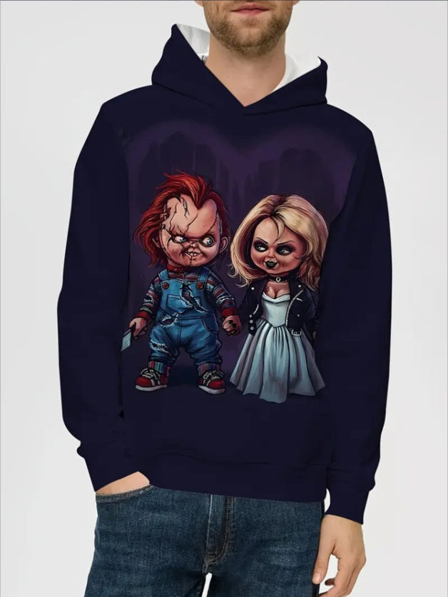 Sweat à capuche imprimé unisexe – Pull décontracté à motifs graphiques