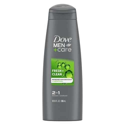Dove Men+Care Shampoing et revitalisant fortifiants 2 en 1 Fraîcheur et propreté à la caféine pour cheveux normaux à gras Aide à renforcer et nourrir les cheveux 355 ml