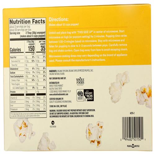 Maïs soufflé bio pour micro-ondes Whole Foods Market, 21 oz