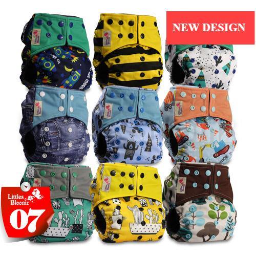 Lot de 9/6 couches lavables modernes en tissu de charbon de bambou pour bébés garçons et filles au design moderne