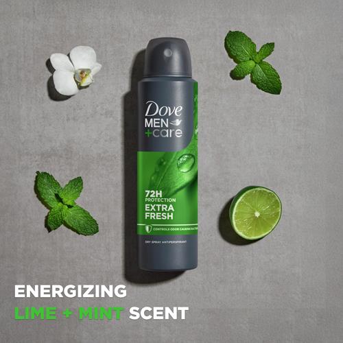 Dove Men+Care Anti-transpirant Déodorant en vaporisateur sec pour hommes Extra Fresh Protection de 72 heures contre la sueur et les odeurs avec la technologie Triple Défense 3,8 oz
