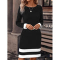 Robe longue cintrée color block à encolure ronde