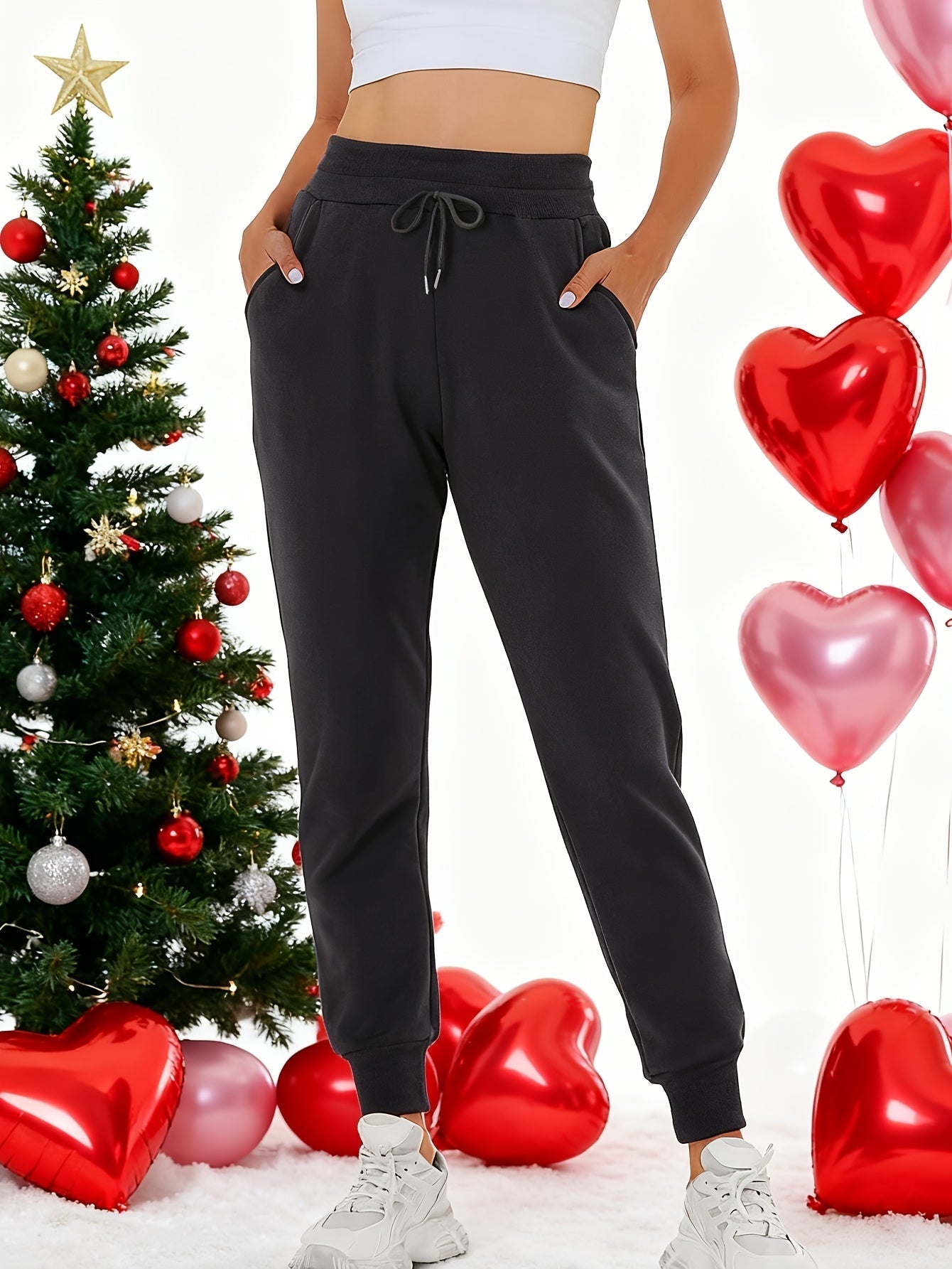🖤 Women’s Fleece Sweatpants Jogger — Boyfriend Style (Solid Color)