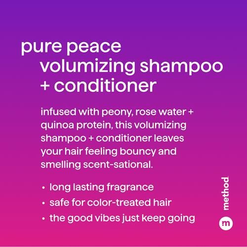 Après-shampooing volumateur Method, Pure Peace, parfum rose, pivoine et sel marin rose, sans parabène ni sulfate, 400 ml (Lot de 1)