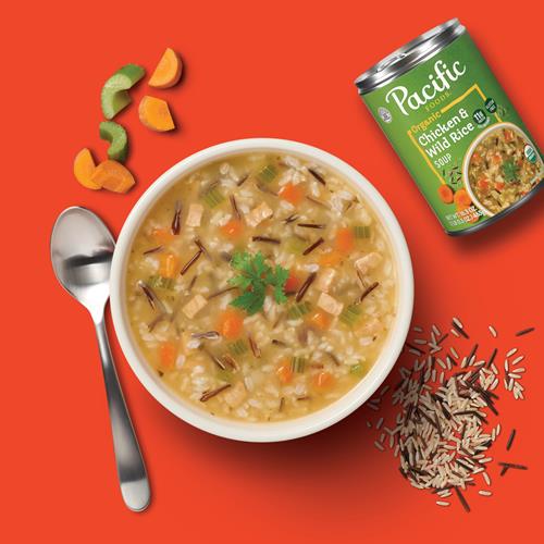 Soupe biologique poulet et riz sauvage Pacific Foods, boîte de 462 g