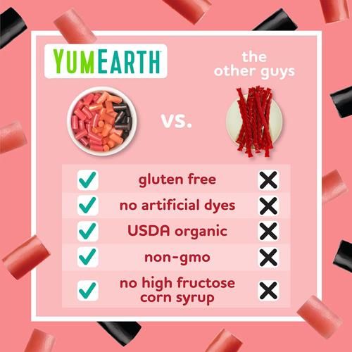Yumearth Réglisse biologique à la grenade sans gluten en sachets individuels – Convient aux personnes allergiques, sans gluten, sans OGM, végétalien, sans arômes ni colorants artificiels – 142 g (paquet de 1)