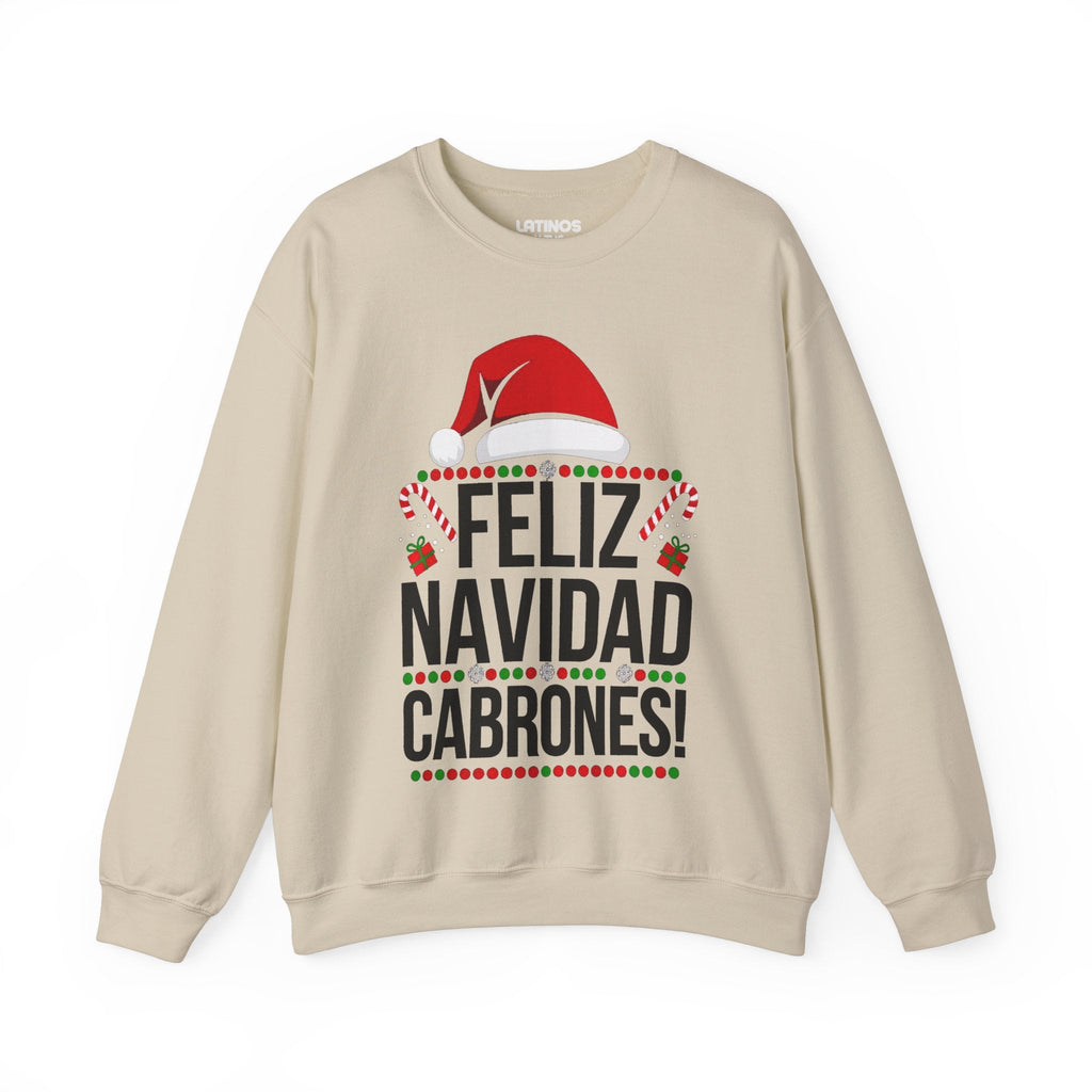 Pull de Noël « Feliz Navidad Cabrones » | Sweat-shirt confortable col rond | Noël latino amusant | 4 couleurs