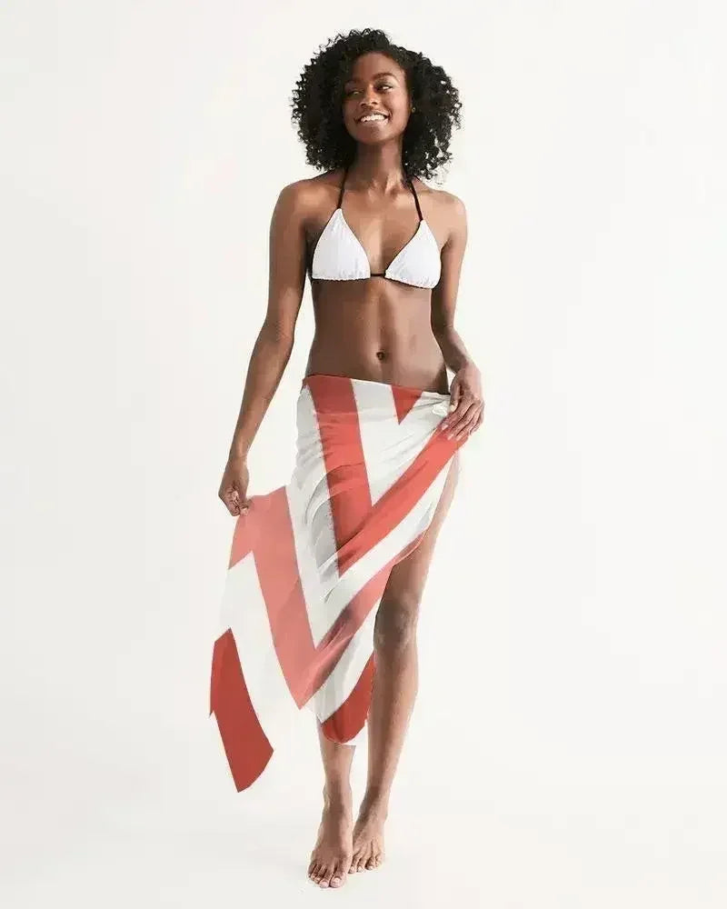 Cache-maillot rouge transparent à chevrons