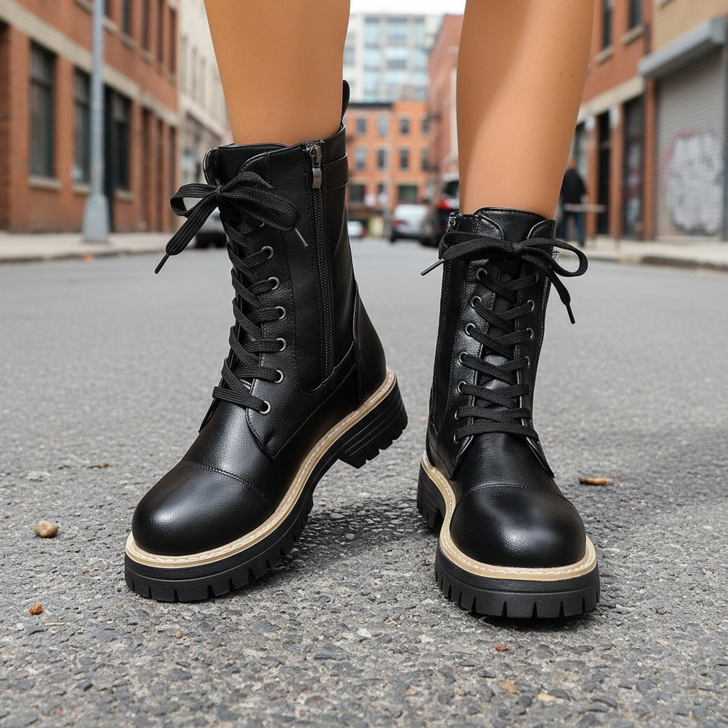 Bottes mi-hautes unies à petit talon pour femme — Bottes mi-hautes élégantes pour tous les jours