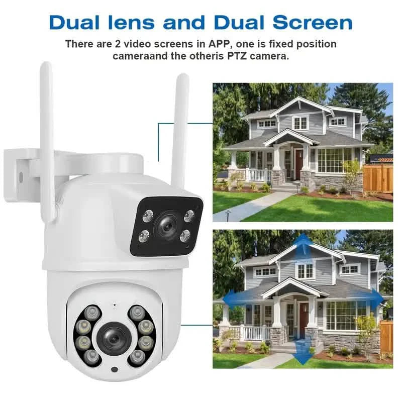 Caméra de sécurité WiFi PTZ 8MP double objectif – Vision nocturne et audio bidirectionnel