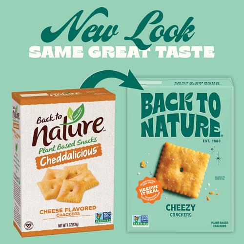 Biscuits salés Back To Nature saveur fromage - Sans OGM, à base de farine de blé, végétaliens, délicieuses collations, Cheezy Square, 140g