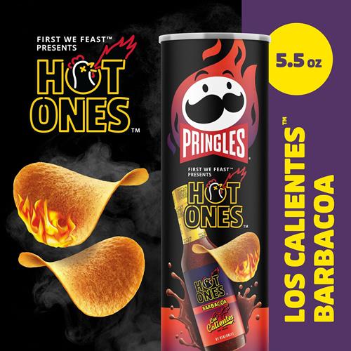 Pringles Hot Ones Los Calientes Chips de Pommes de Terre Croustillantes, Barbacoa, Snacks Épicés, Inspirés de la Sauce Piquante, Boîte de 155g (1 Boîte) ?