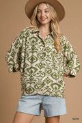Chemise boutonnée ample à imprimé abstrait Umgee