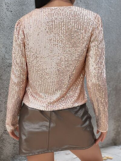 Veste courte élégante à sequins ouverte sur le devant pour femme avec des paillettes glamour, Veste de soirée de luxe pour femme
