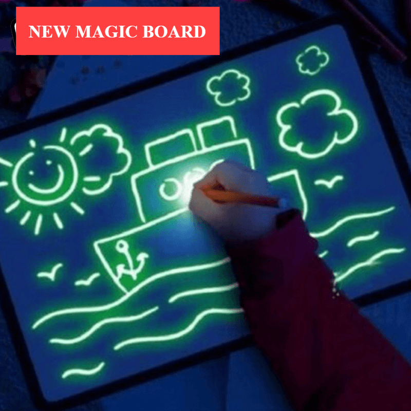 Tableau de dessin lumineux pour enfants A3 A4 A5 avec lumière - Bloc-notes magique amusant, tablette de dessin, stylo fluorescent, jouets lumineux russe anglais