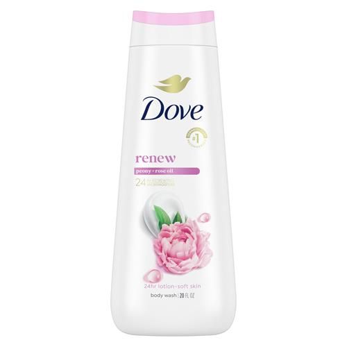 Dove Gel Douche Soin Douceur Pivoine & Huile de Rose Pour une Peau Douce Comme une Lotion Pendant 24h Nettoyant Hydratant Sans Sulfates Sans Parabènes 591 ml