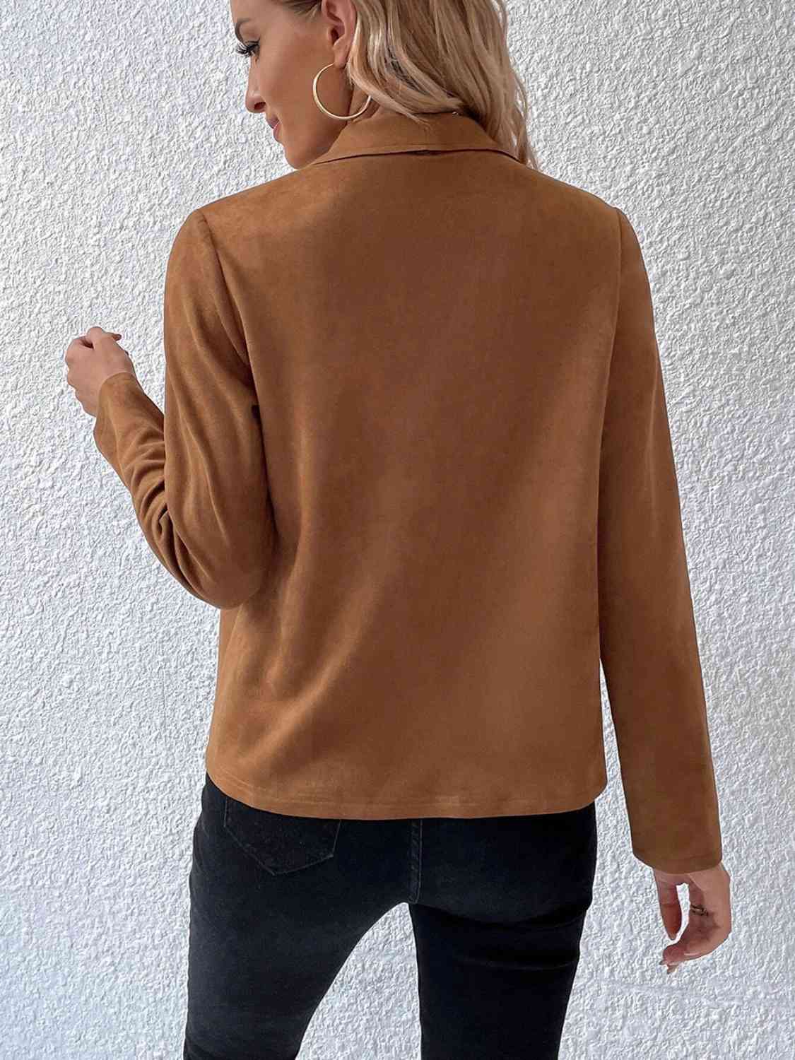 Veste classique minimaliste à col et manches longues pour femme – Vêtement d'extérieur minimaliste et léger pour le quotidien