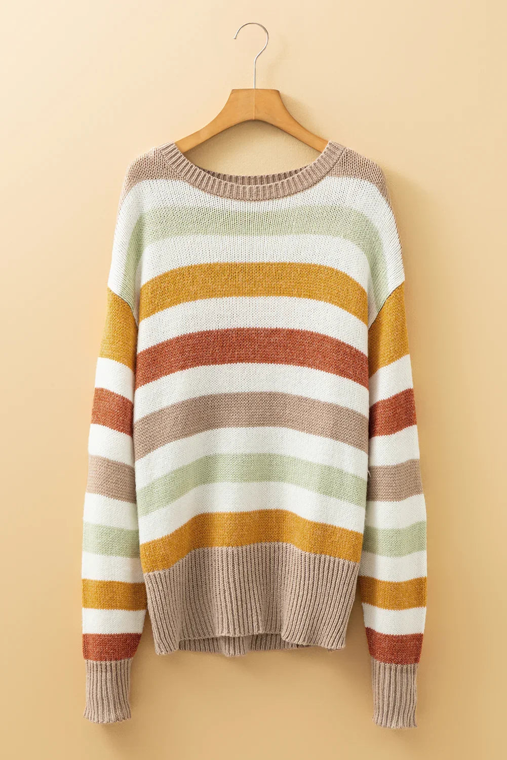 Pull ras du cou en maille color-block multicolore à épaules tombantes