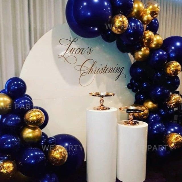 Kit d'arche de guirlande de ballons bleu marine et or de 85 pièces, ballons à paillettes parfaits pour les décorations de fête de naissance, mariage, anniversaire, fêtes prénuptiales, fêtes de bureau, révélations de genre