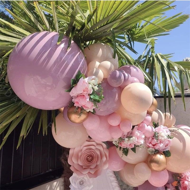 85 pièces de guirlande d'arche de ballons roses violets pour festival, fiançailles familiales, mariage, anniversaire, célébration à thème, décoration de fête