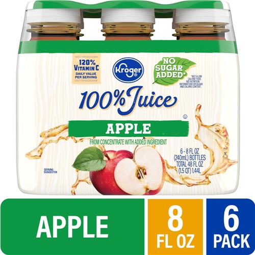 Jus de pomme Kroger 100 % sans sucre ajouté 6 unités / 237 ml