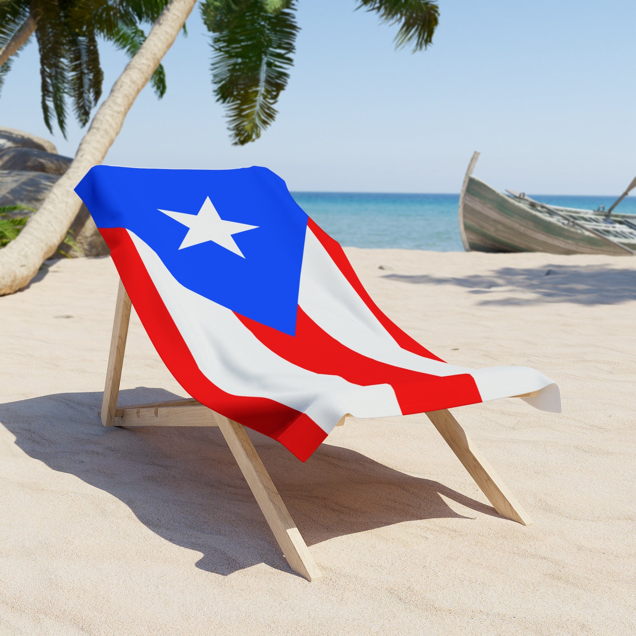Serviette de Plage Drapeau de Porto Rico | Qualité et Durabilité - 2 Tailles | Fierté Boricua | Cadeau pour les Portoricains