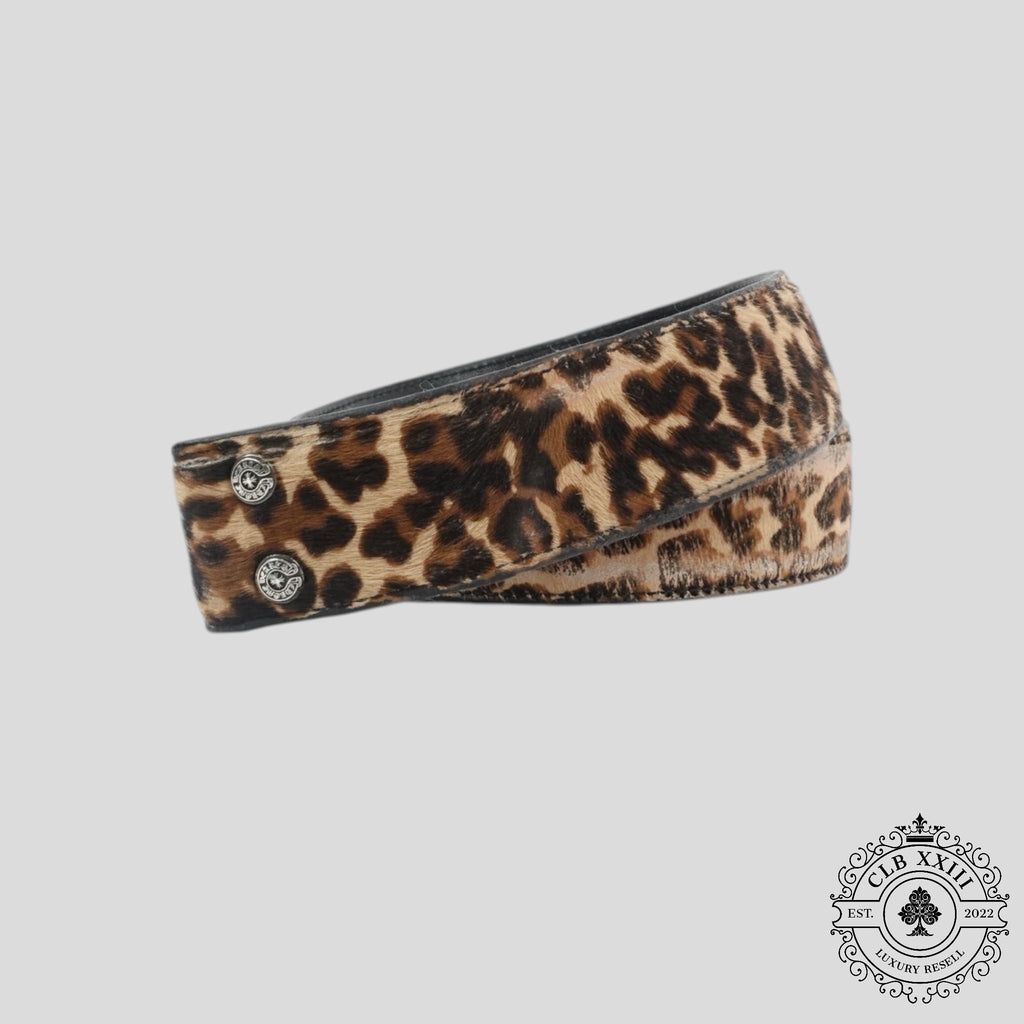 Ceinture Chrome Hearts en poulain léopard