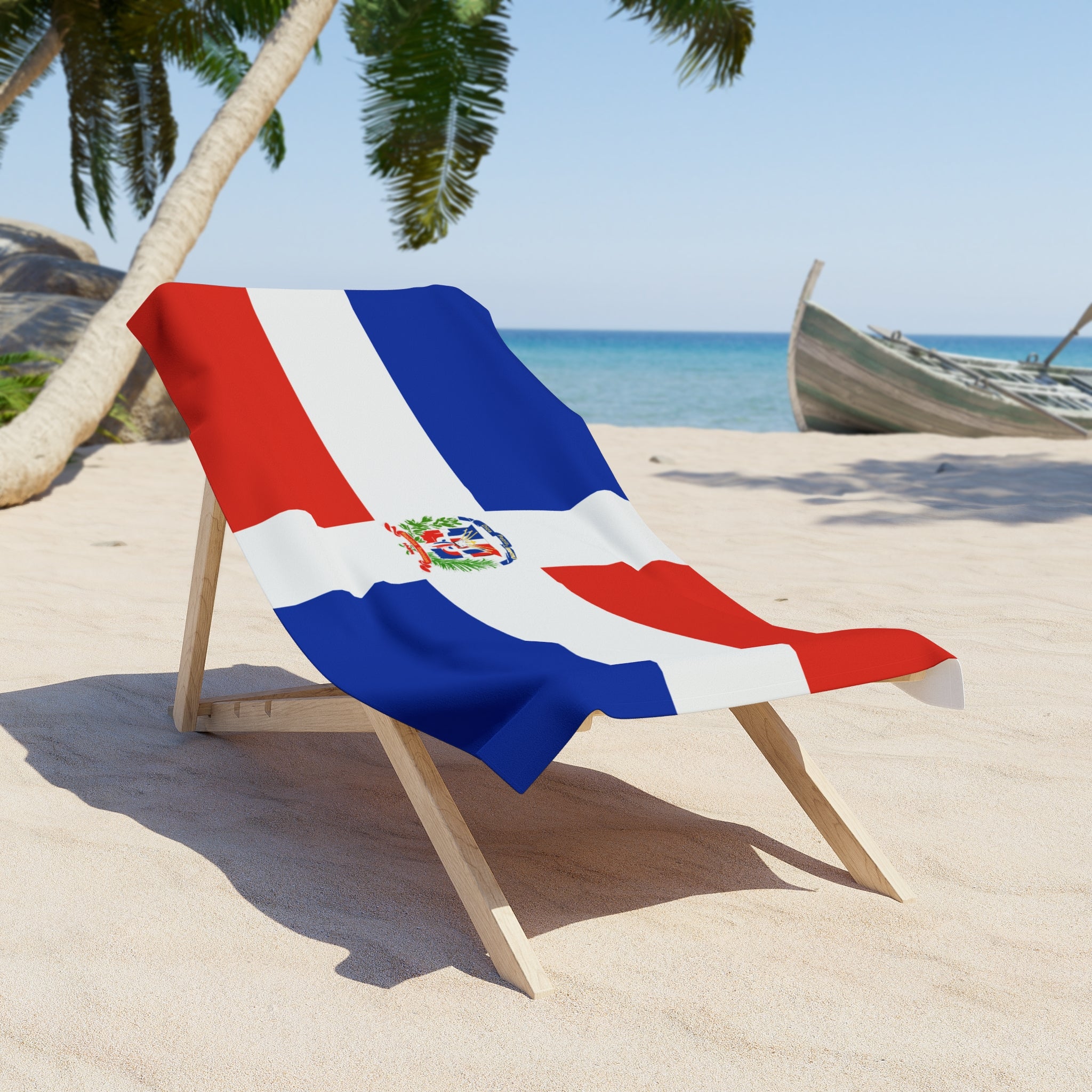 Serviette de plage drapeau de la République Dominicaine | Qualité longue durée - 2 tailles | Fierté dominicaine, cadeau pour les Dominicains
