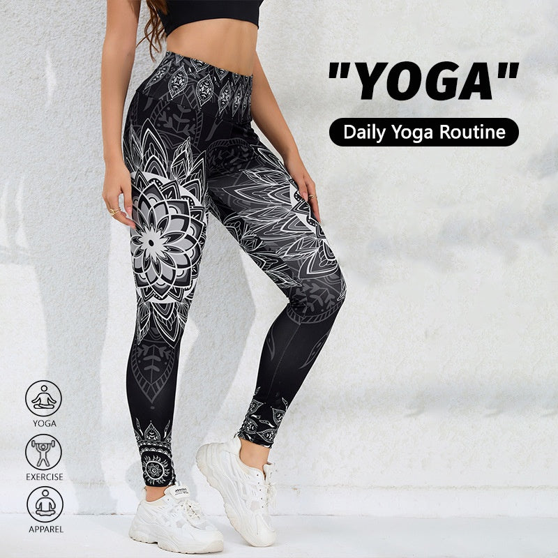 Legging de yoga taille haute, effet ventre plat et rehausse-fesses, imprimé aquarelle