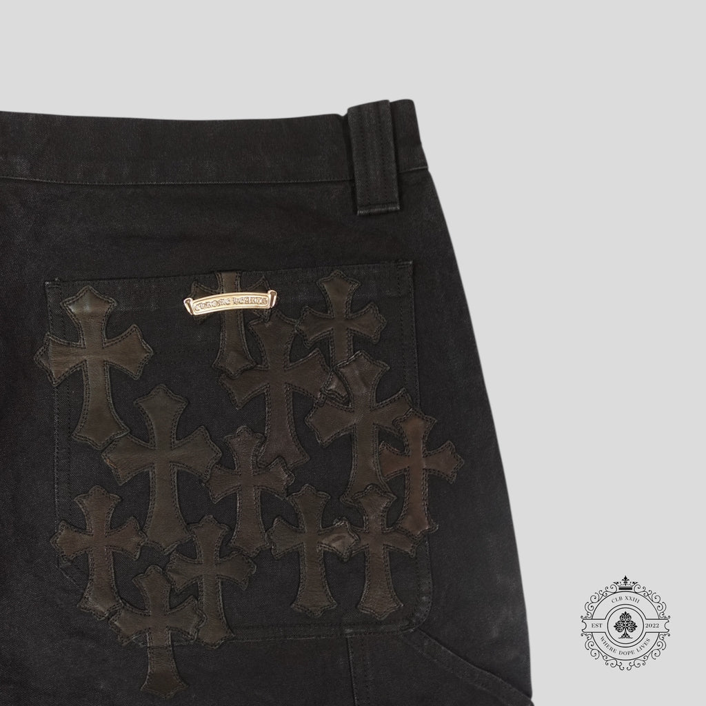 Shorts de charpentier Chrome Hearts 13 Cross Patch noirs