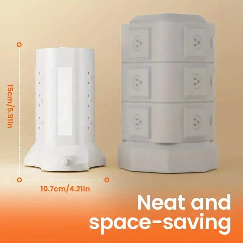 Multiprise tour 14-en-1 avec 4 ports USB et 9 prises CA, câble de 3 m, veilleuse 3 couleurs réglable