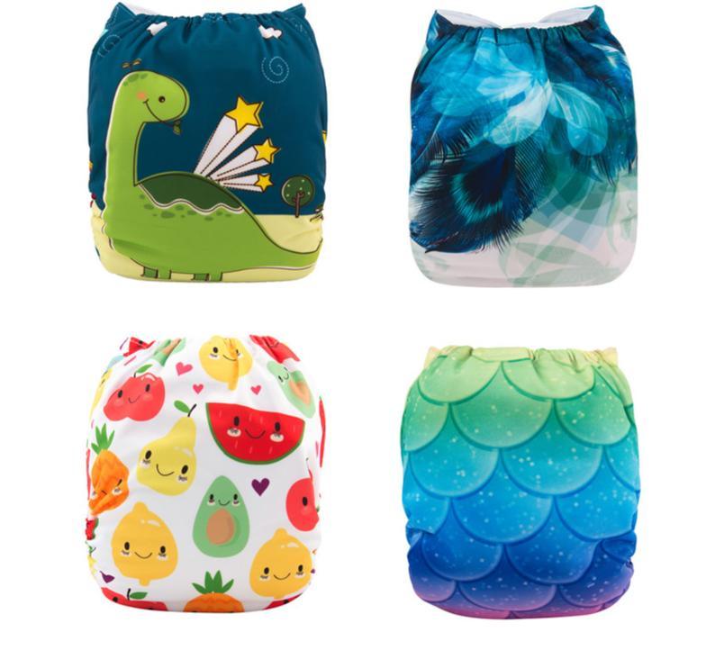 Couche en tissu imprimée ModernLuxury, lavable, réutilisable, avec boutons-pression réglables pour bébés et enfants