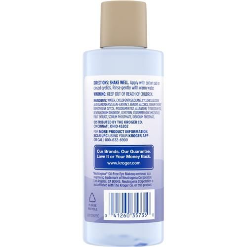 Démaquillant Doux pour les Yeux Kroger, Formule sans Huile, 162 ml