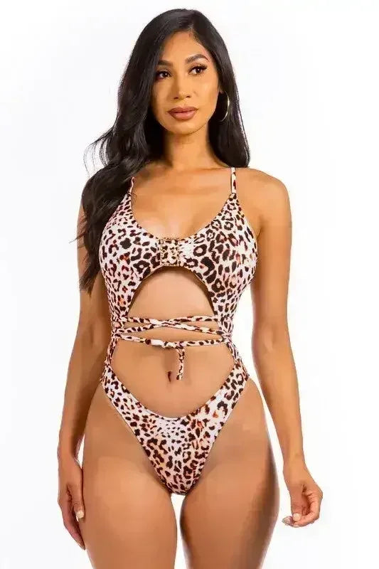 Maillot de bain une pièce avec boucles et liens