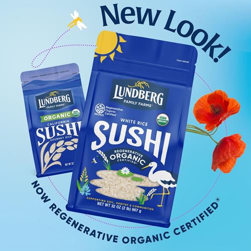 Riz pour Sushi Lundberg, Grains Courts Blancs Collants de Style Japonais, Certifié Biologique Régénérateur, 907 g