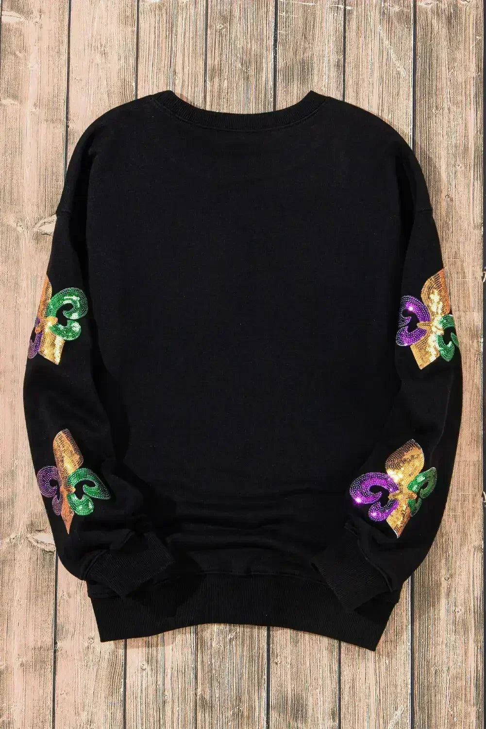 Sweat-shirt ras du cou de Mardi Gras à sequins blancs
