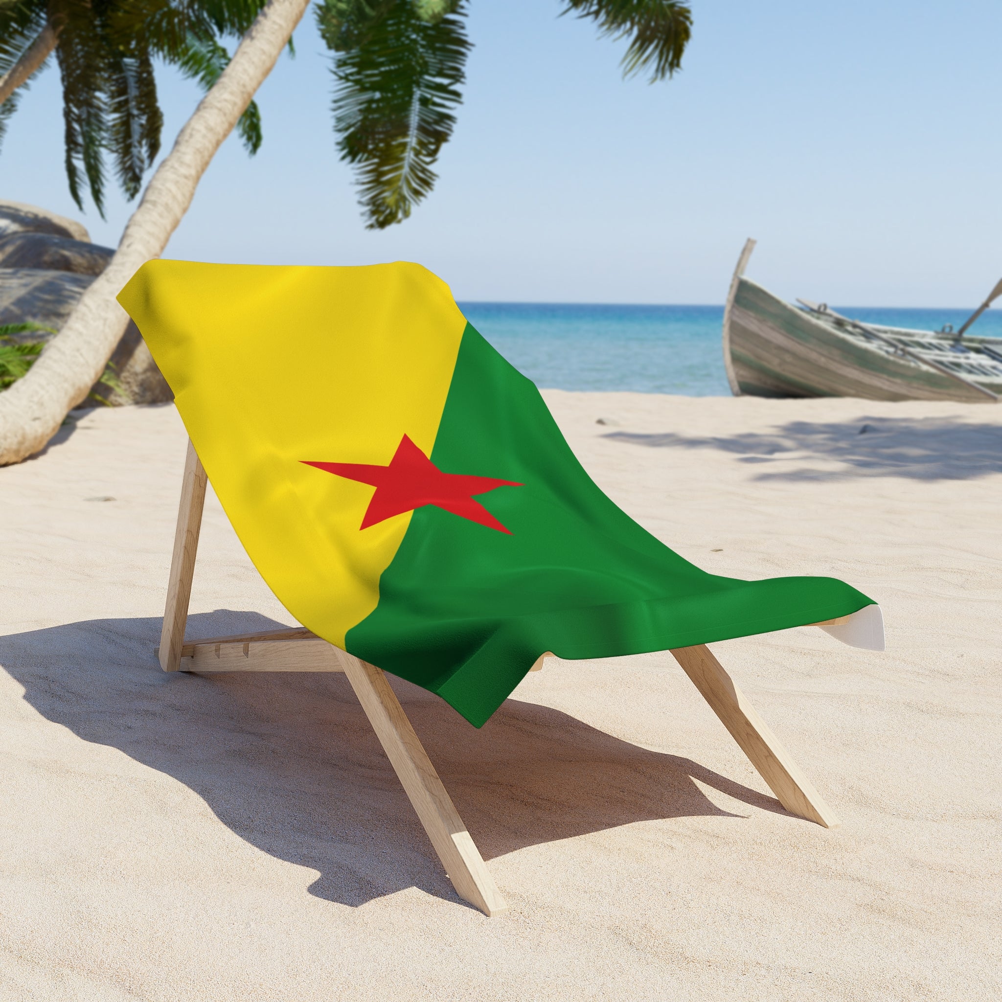 Serviette de Plage Drapeau Guyane Française | Qualité & Durabilité - 2 Tailles | Fierté Guyanaise | Cadeau pour les Guyanais
