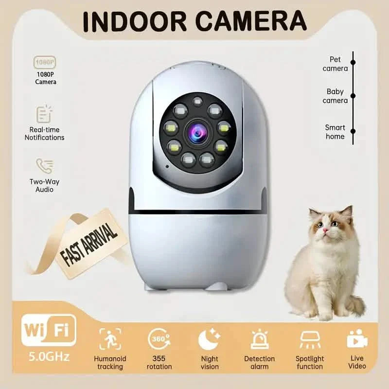 Lot de 2 caméras de sécurité sans fil – Rotation à 355°, vision nocturne, détection de mouvement, audio bidirectionnel