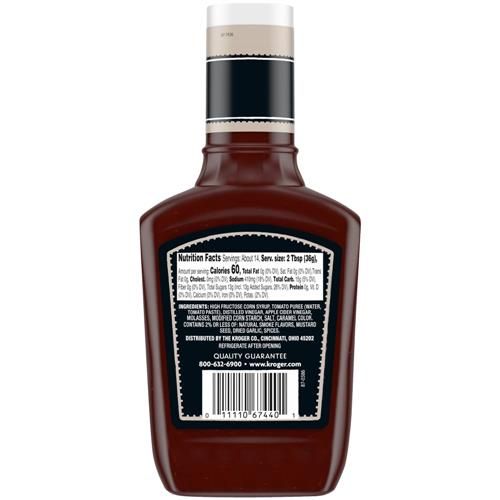 Sauce BBQ Kroger Saveur fumée de noix de pécan 510 g